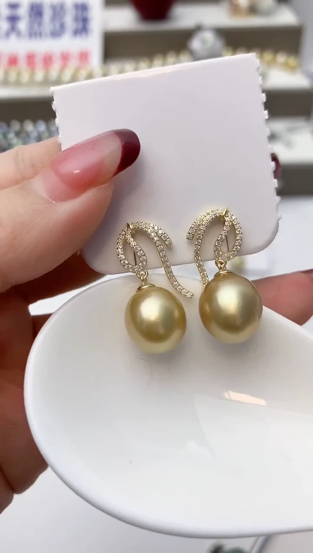 银S925镶嵌耳饰海水珍珠A49