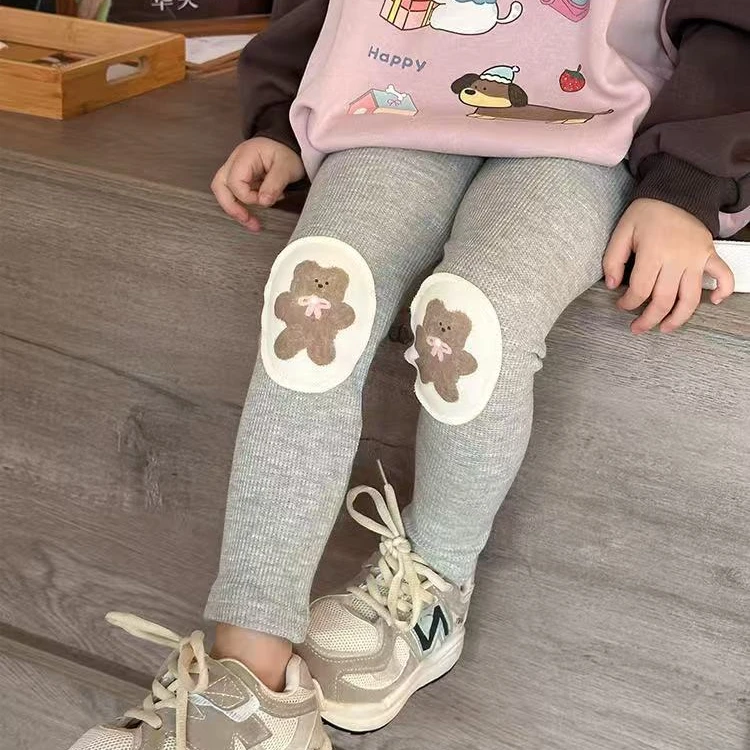 2025春季新款女童A类贴布小熊外穿百搭打底裤53630