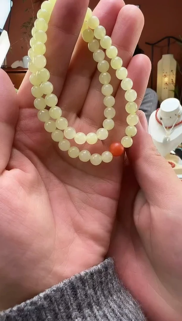 【闪购商品】和田玉手串未镶嵌若羌黄口6mm【微瑕】