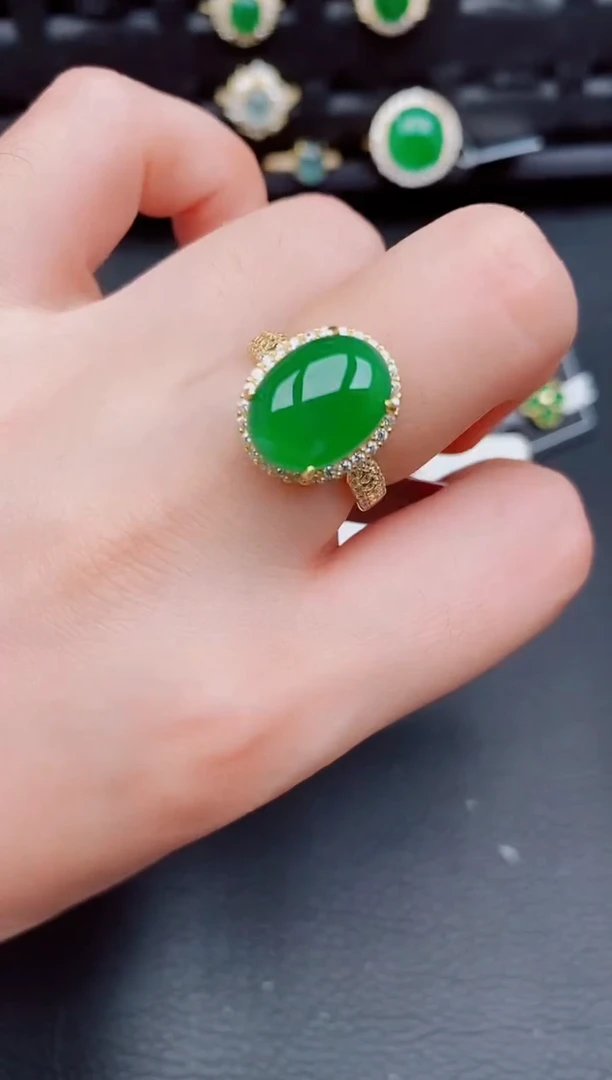 【闪购商品】翡翠戒指银S925镶嵌天然a货翡翠472