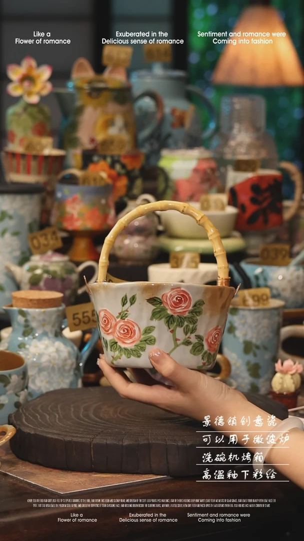 陶瓷景德镇高温釉下彩手工手绘款式