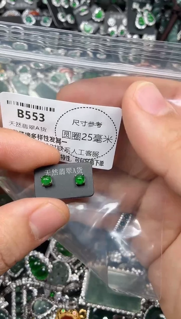 翡翠未镶嵌颈饰B553耳钉