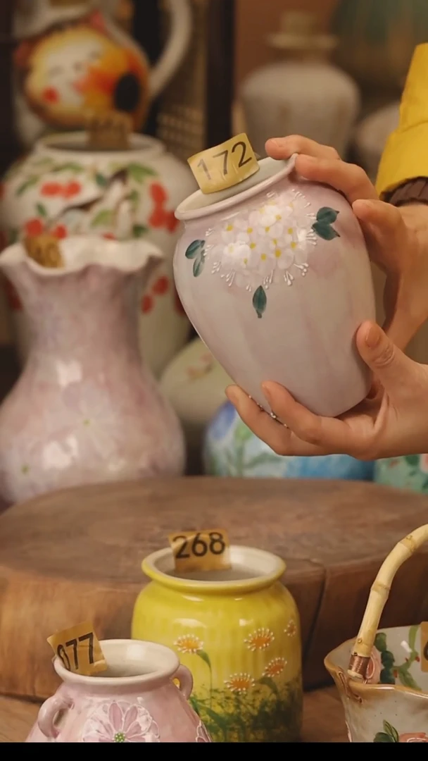 陶瓷景德镇设计师手作花器摆件侘寂风@M172@