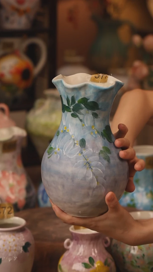 陶瓷377景德镇设计师手作花器摆件侘寂风