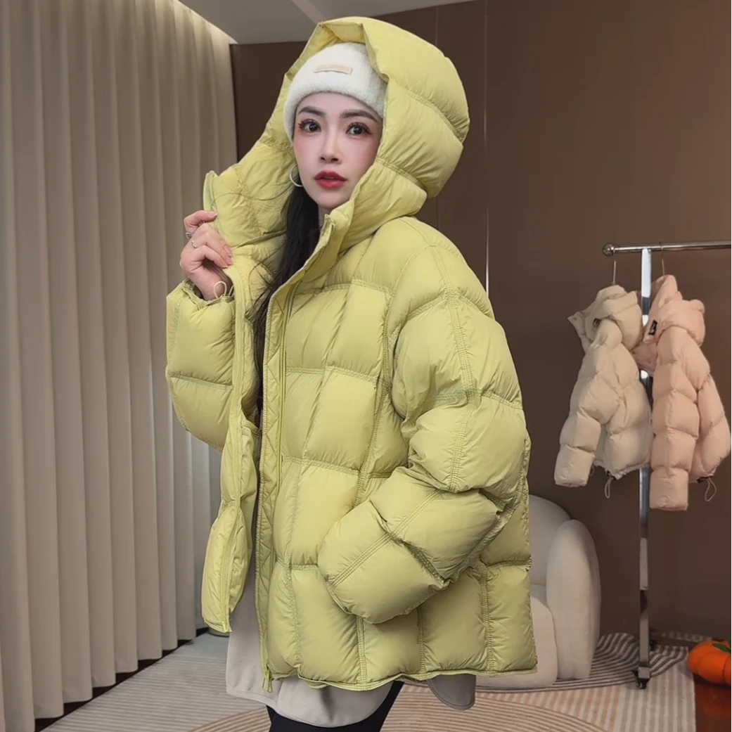 【小方块】新国标95白鸭绒羽绒服女中长款加厚宽松休闲面包服外套
