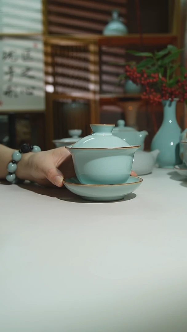 天青珑匠玉兰盖碗二级