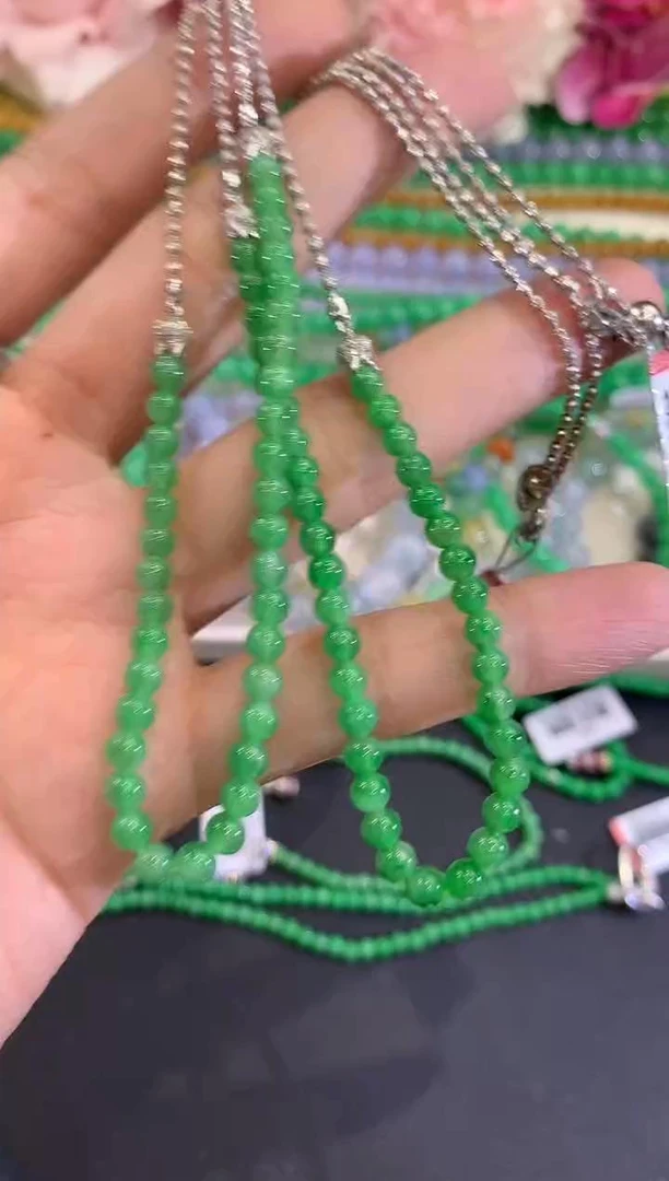 【福公子珠宝】翡翠项链18K金镶嵌v37 多样性一件发货-172