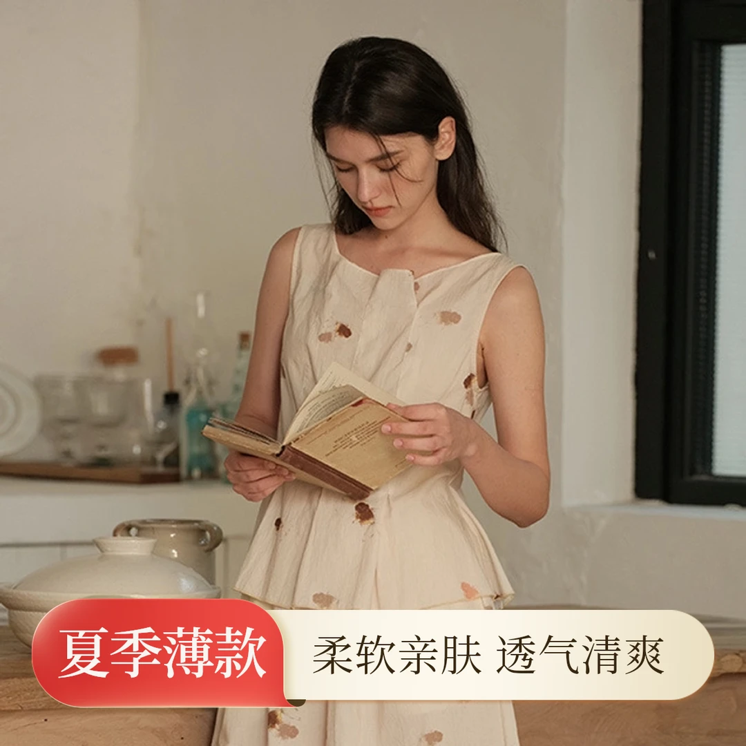 【晴菲专属】241-032朵朵可可家居服睡衣女夏无袖短裤金鱼套装