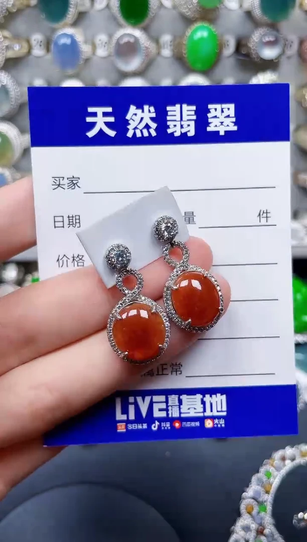 银S925镶嵌翡翠耳饰181