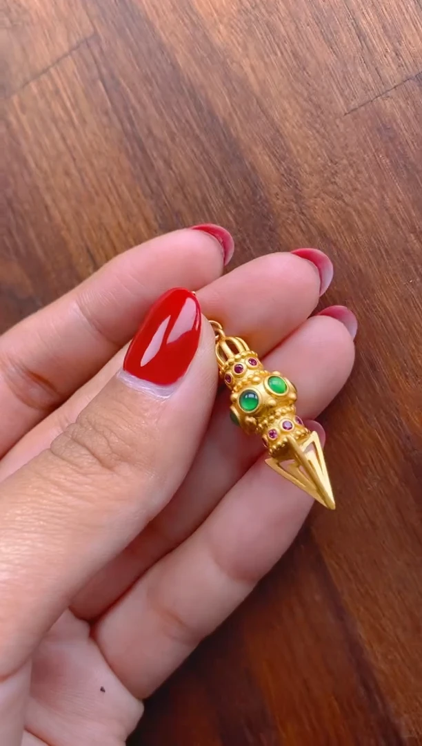 吊坠(不含链)银S925镶嵌翡翠杵