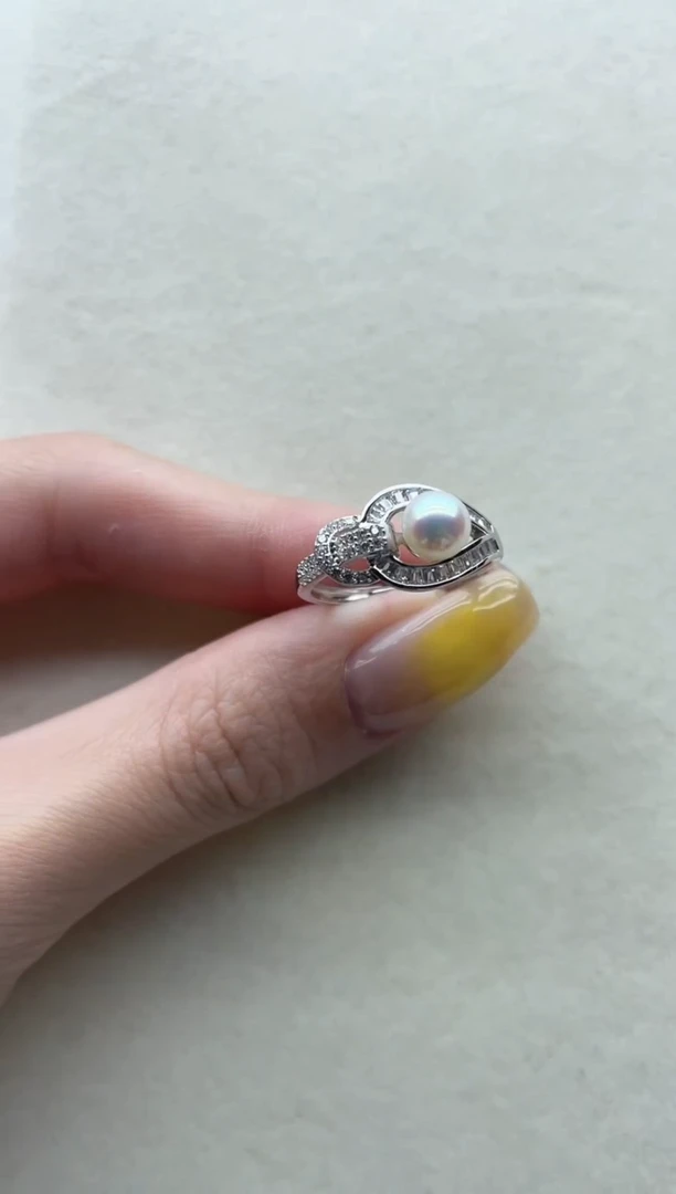 银S925镶嵌淡水珍珠戒指37