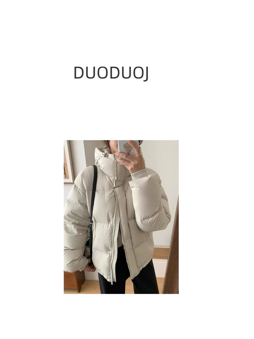 【DuoDuoJ】【连帽经典羽绒服Q2078】韩系休闲百搭简约轻薄纯色保暖
