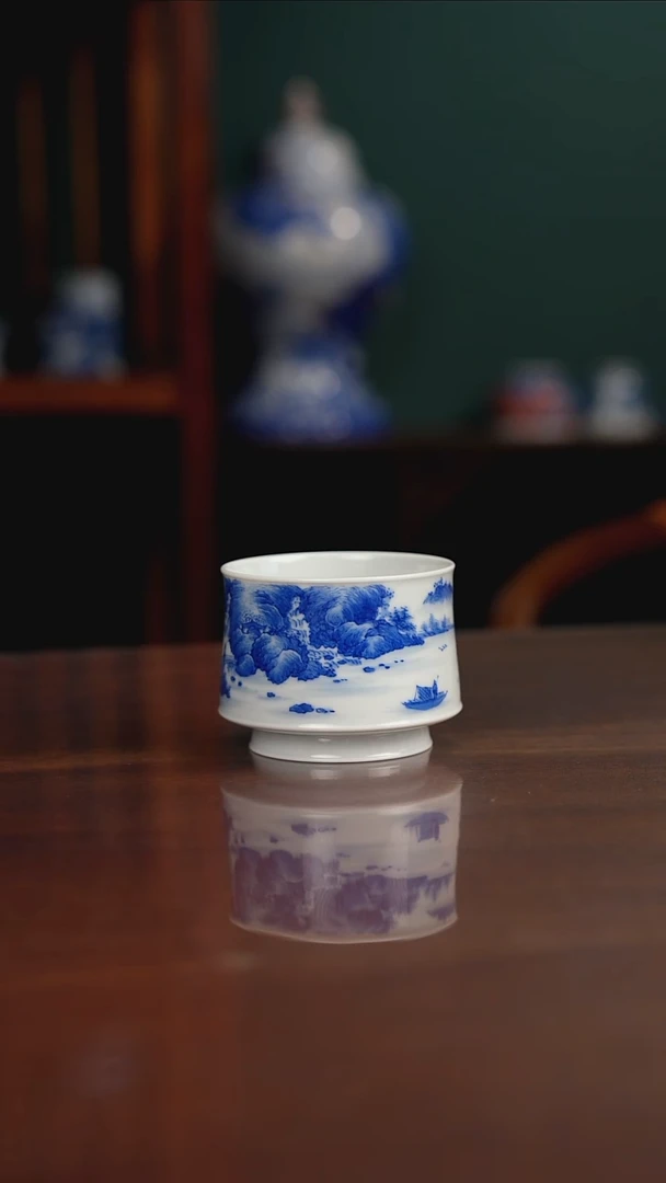 晓月柴窑 山水杯