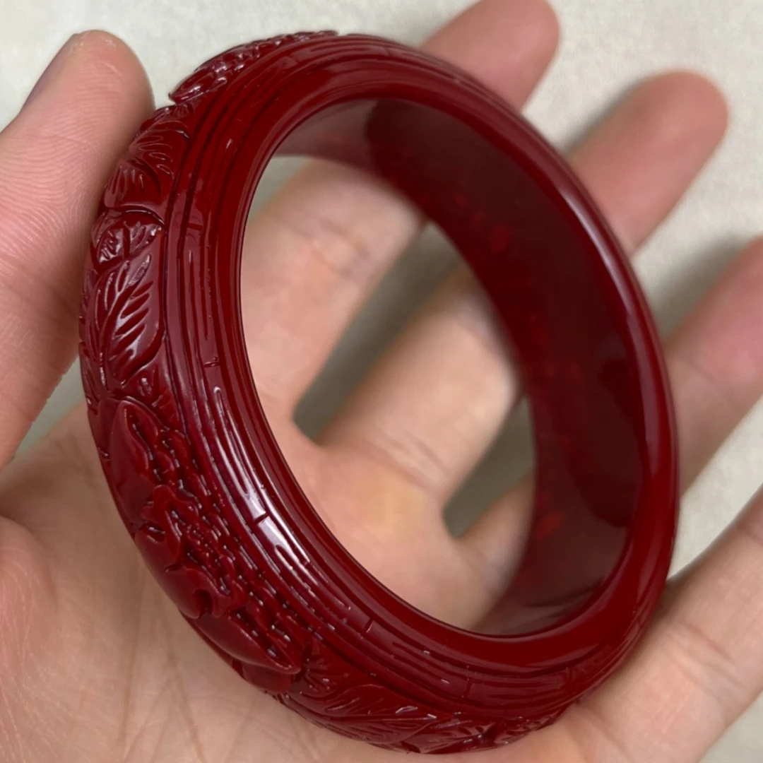 非金属珐琅手镯 红色 花纹手镯 A034