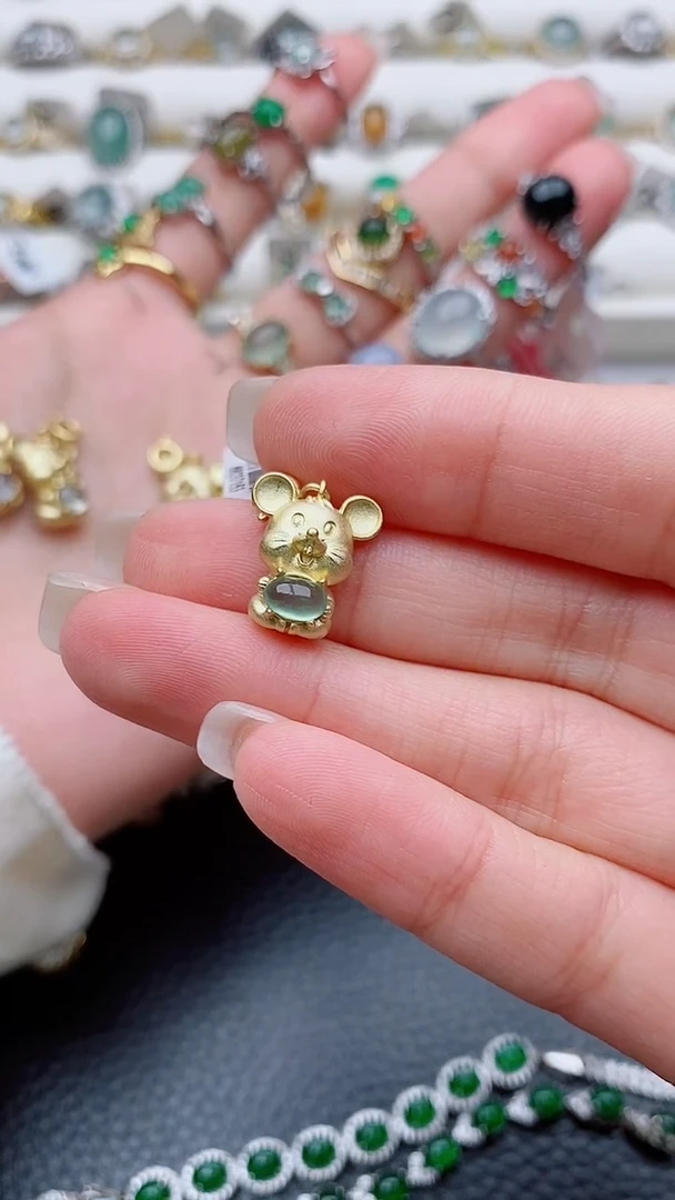 吊坠(不含链)银S925镶嵌翡翠榕正品 纯天然翡翠