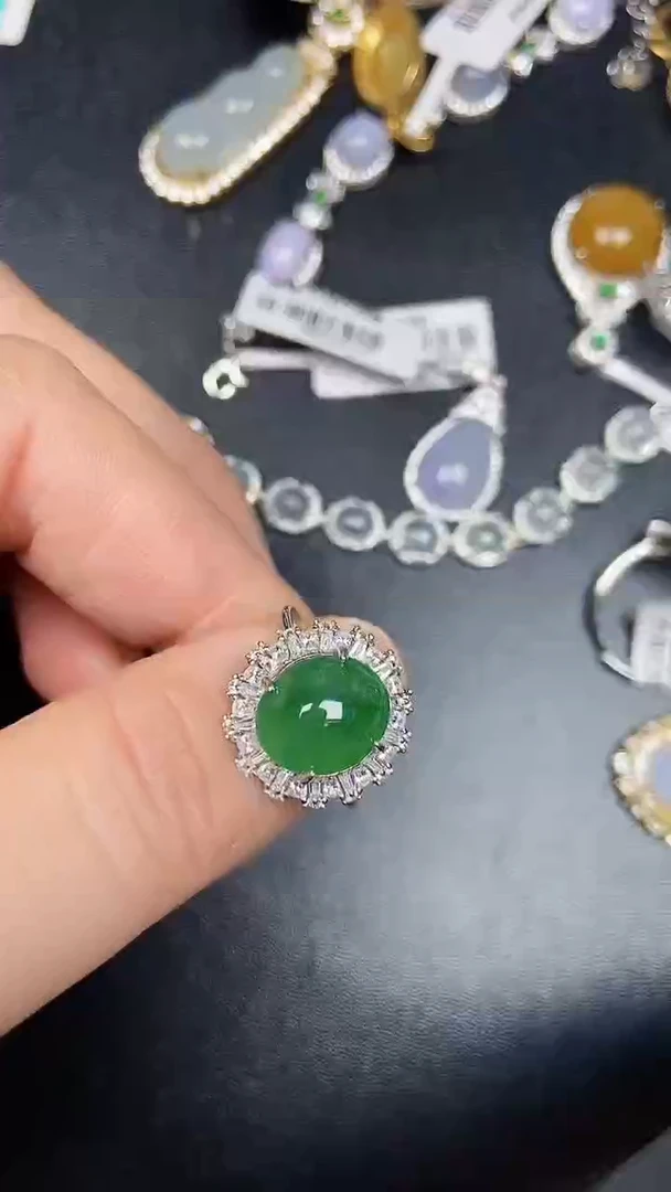 银S925镶嵌戒指翡翠3460