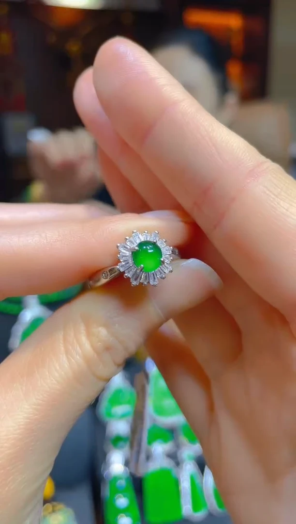 【闪购商品】翡翠戒指银S925镶嵌天然A货翡翠戒指000