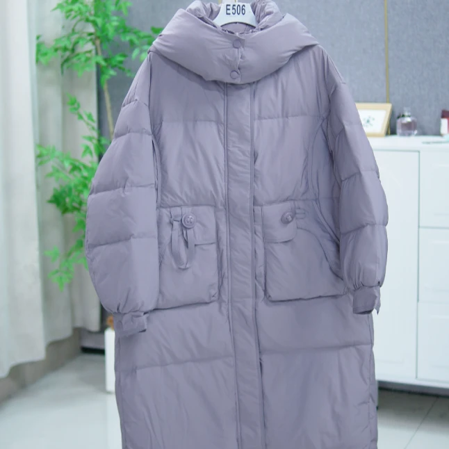 506 AA50韩版中长款羽绒服女冬季新款宽松加厚大扣子外套