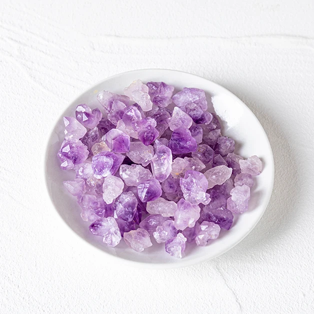 天然紫晶牙花碎石水晶原石 扩香石一盘子（不含盘）