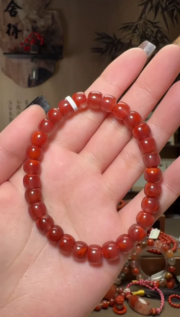 未镶嵌原矿无优化无注胶手串南红玛瑙福**威一条约8mm