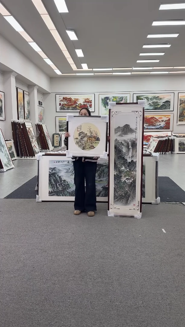 国画手绘   172*48高山流水+60*60溪山雅居