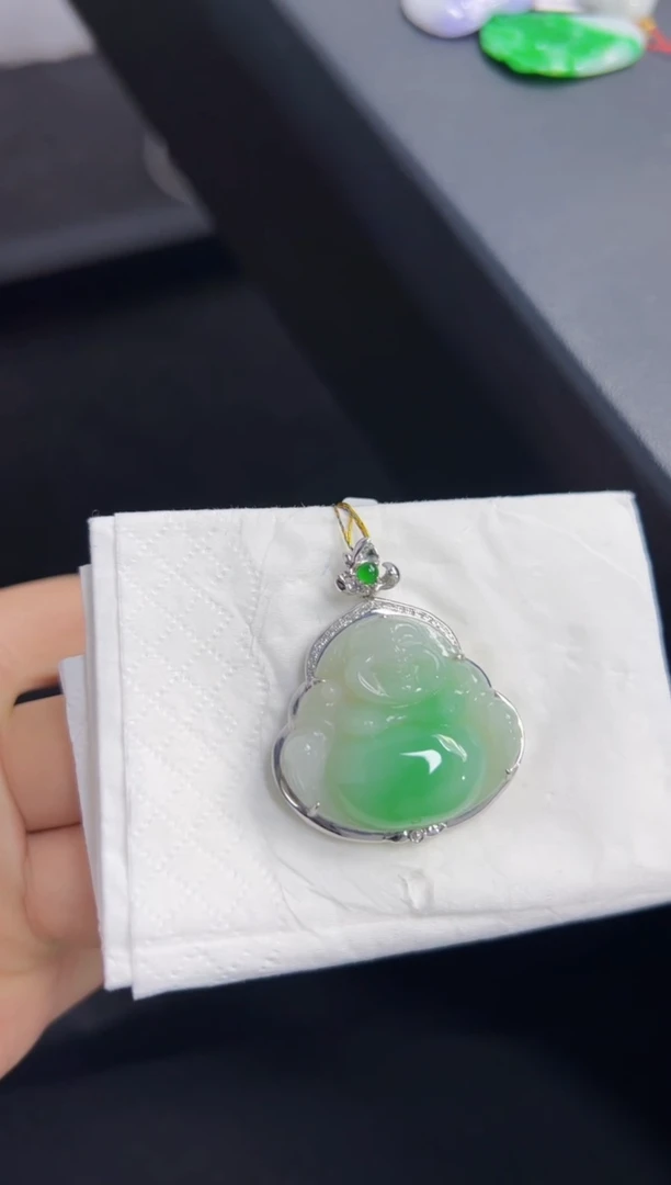 【闪购商品】翡翠颈饰18K金镶嵌Q缅料A货翡翠/支持复检/一件