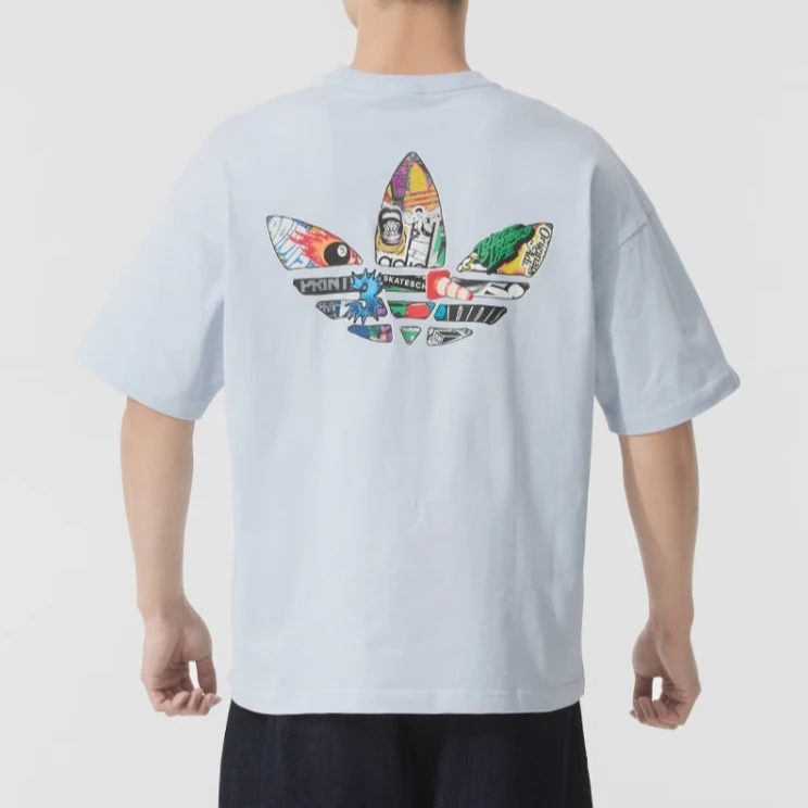 【滔搏联动】adidas阿迪达斯三叶草25春夏大标浅蓝色短袖T恤JN1675