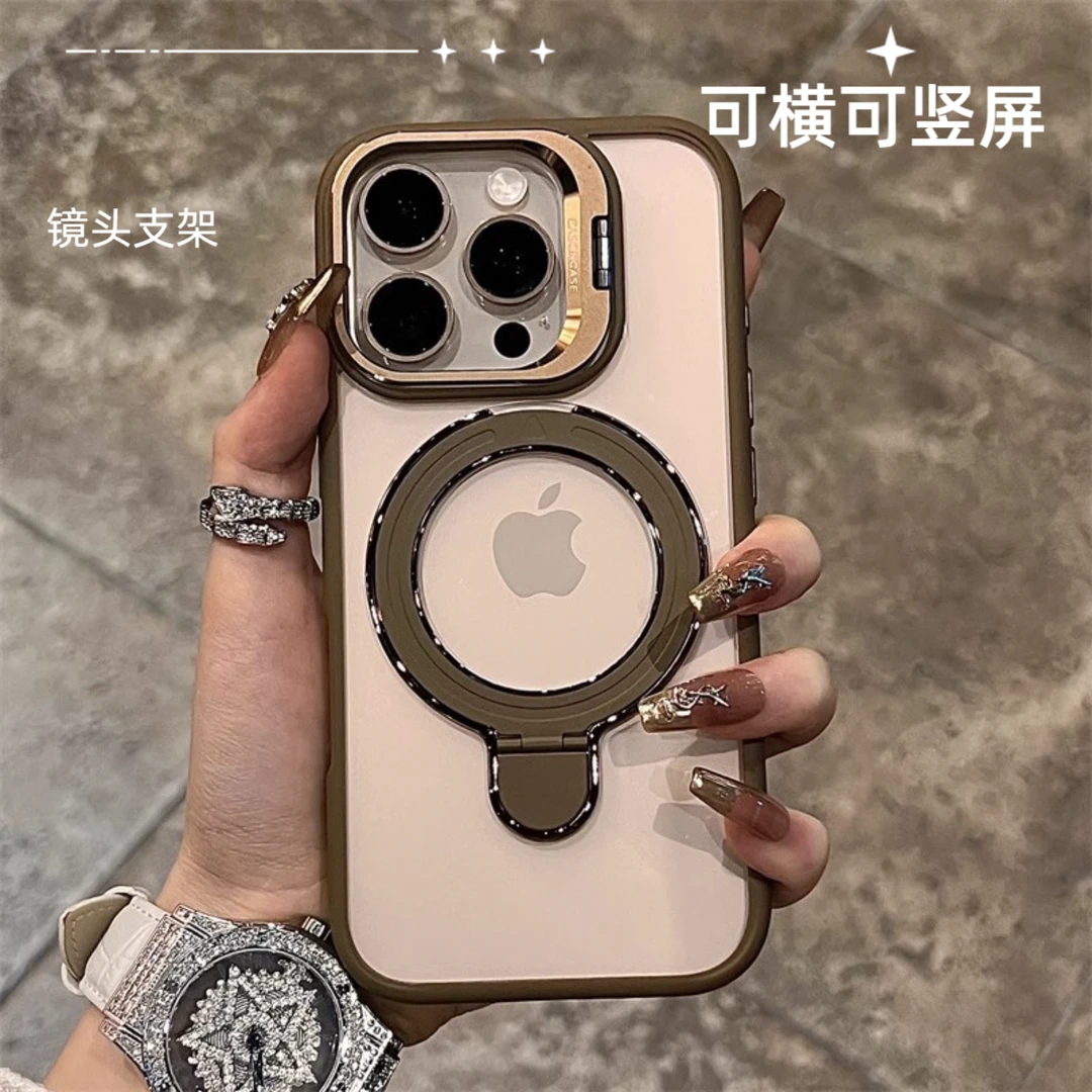 适用苹果16手机壳镜头盖支架磁吸iPhone16promax13透明保护套