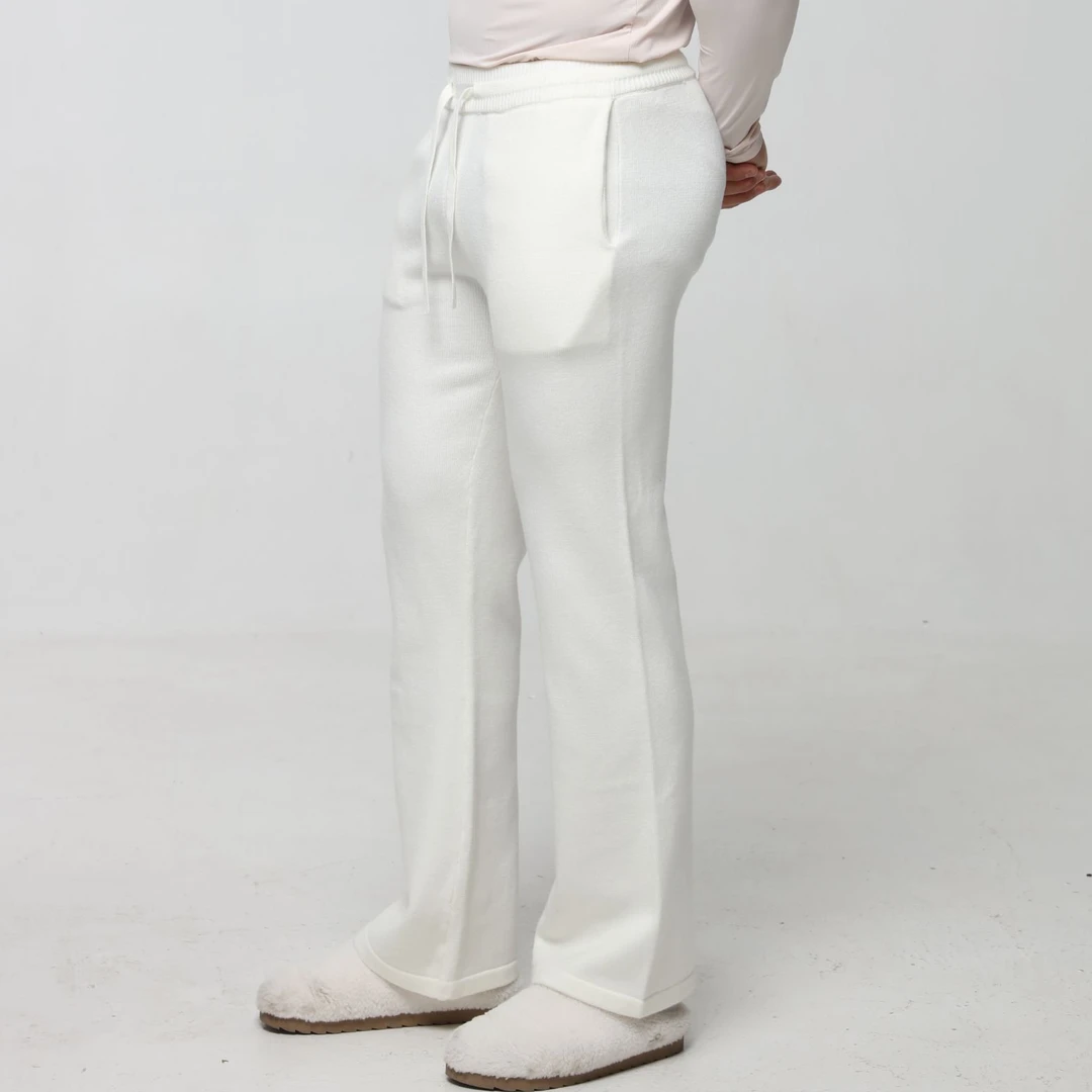 THE FORTÉ 羊毛混纺运动针织休闲微喇长裤