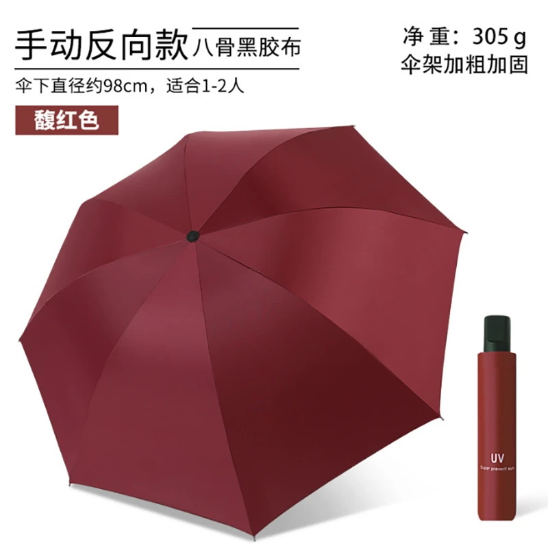 晴雨两用手动伞 黑胶遮阳伞手动折叠轻巧便携适合单人使用.