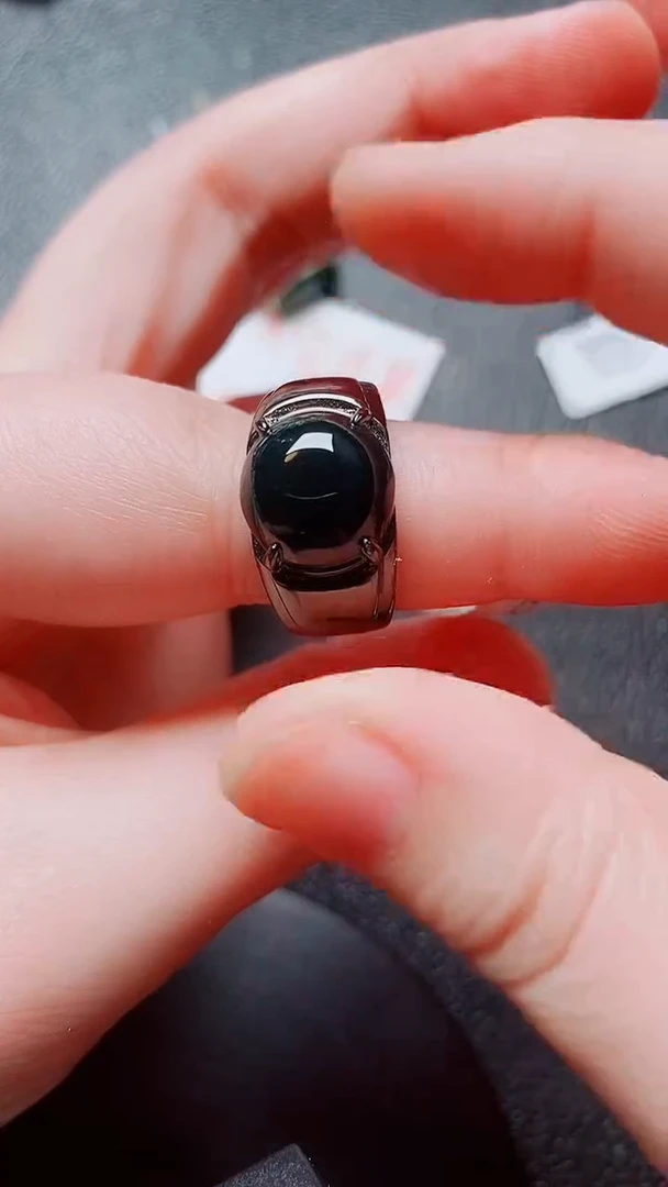 翡翠戒指银S925镶嵌翡翠