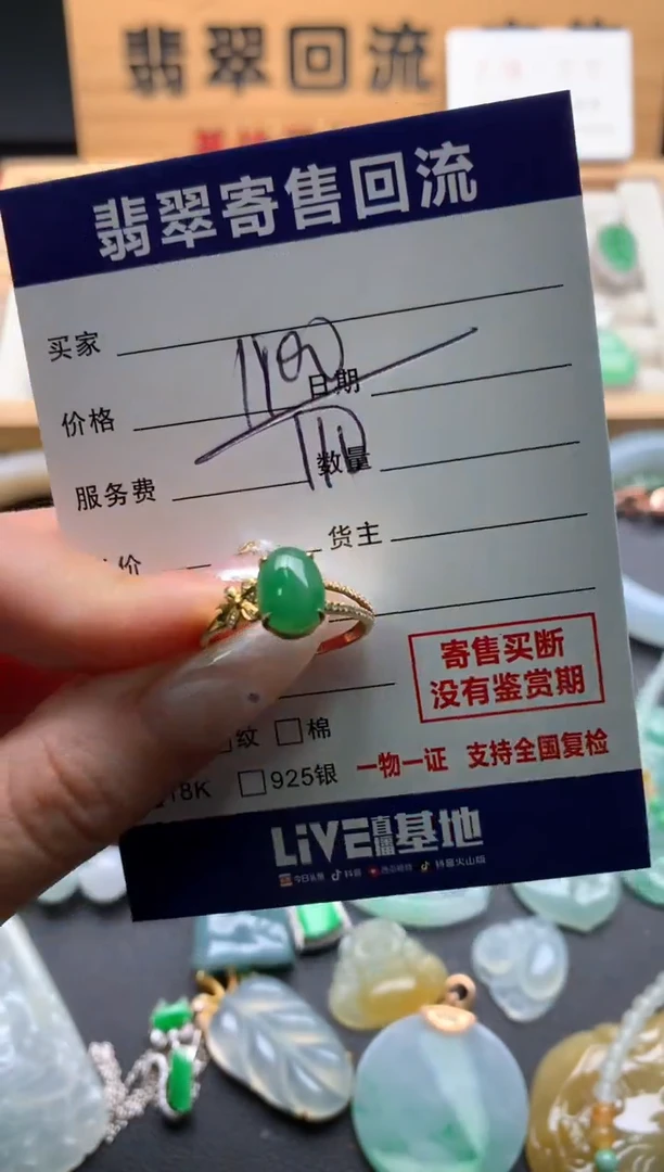 翡翠戒指18K金镶嵌10138877
