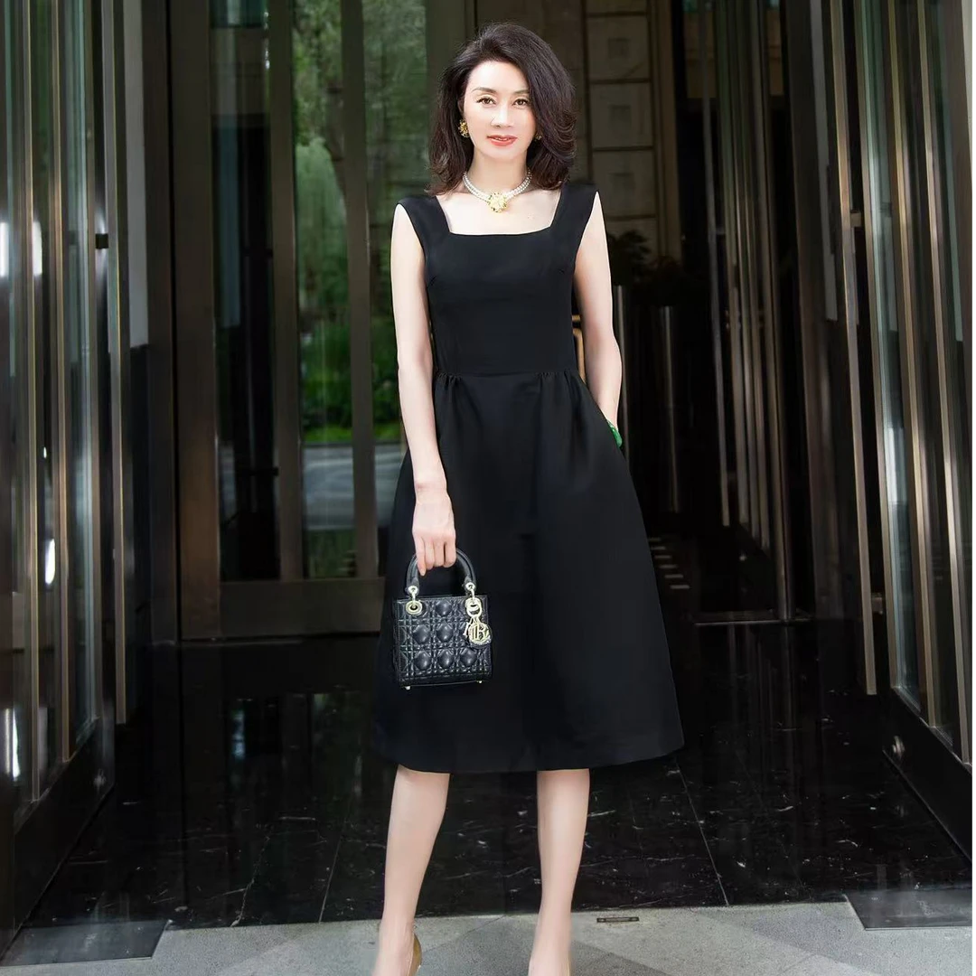 MSZZ黑色赫本风连衣裙52211