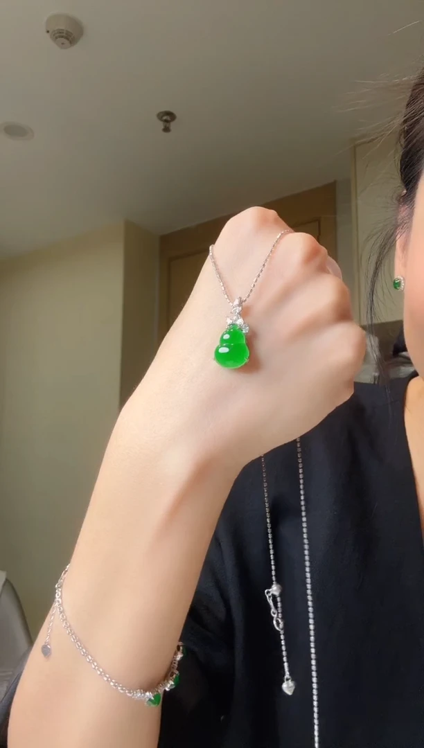 翡翠银S925镶嵌吊坠(不含链)天然翡翠吊坠1