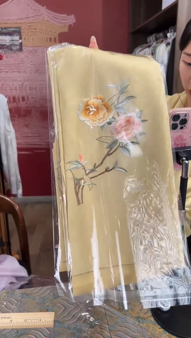 刺绣苏绣100桑蚕丝真丝雪纺丝巾