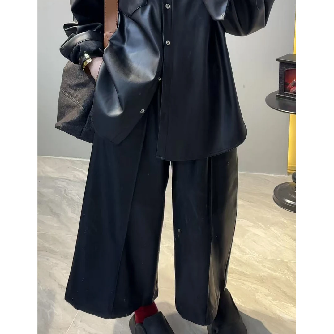 静静自留款百搭显瘦八分皮裤