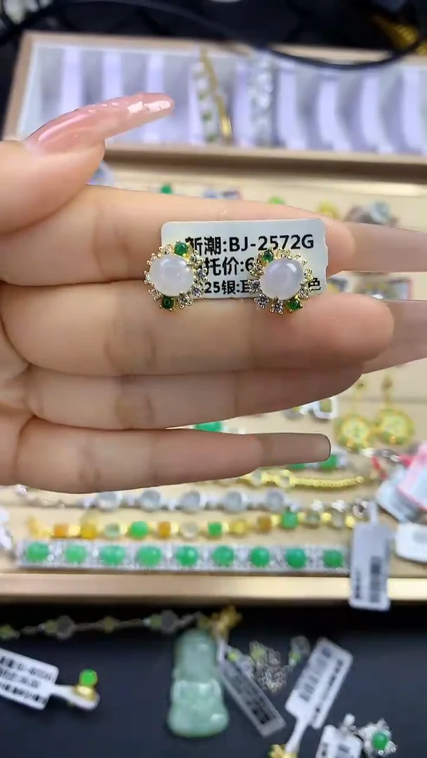 翡翠戒指银S925镶嵌翡翠 蛋面 银S925镶嵌