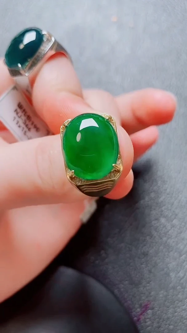 翡翠戒指银S925镶嵌翡翠