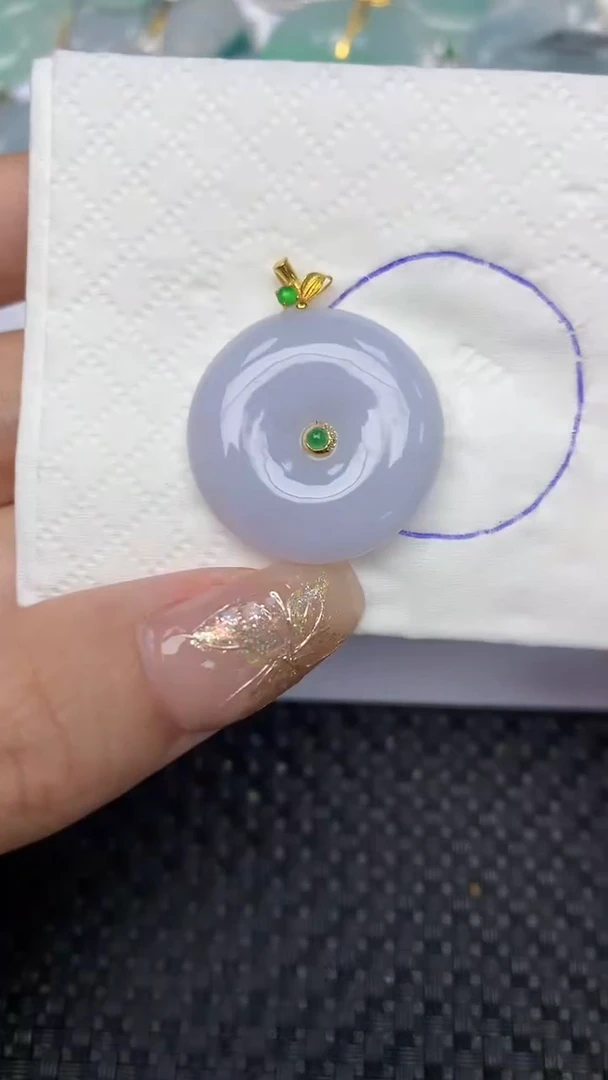 颈饰18K金镶嵌翡翠天然缅甸翡翠a货百元以上9元证书费自理