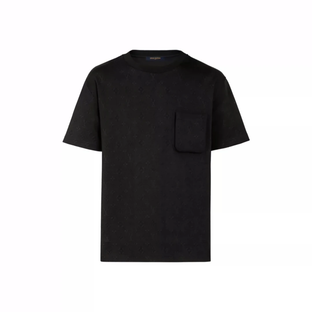 未使用 LouisVuitton/路易威登 黑色暗纹满印3D口袋短袖M码