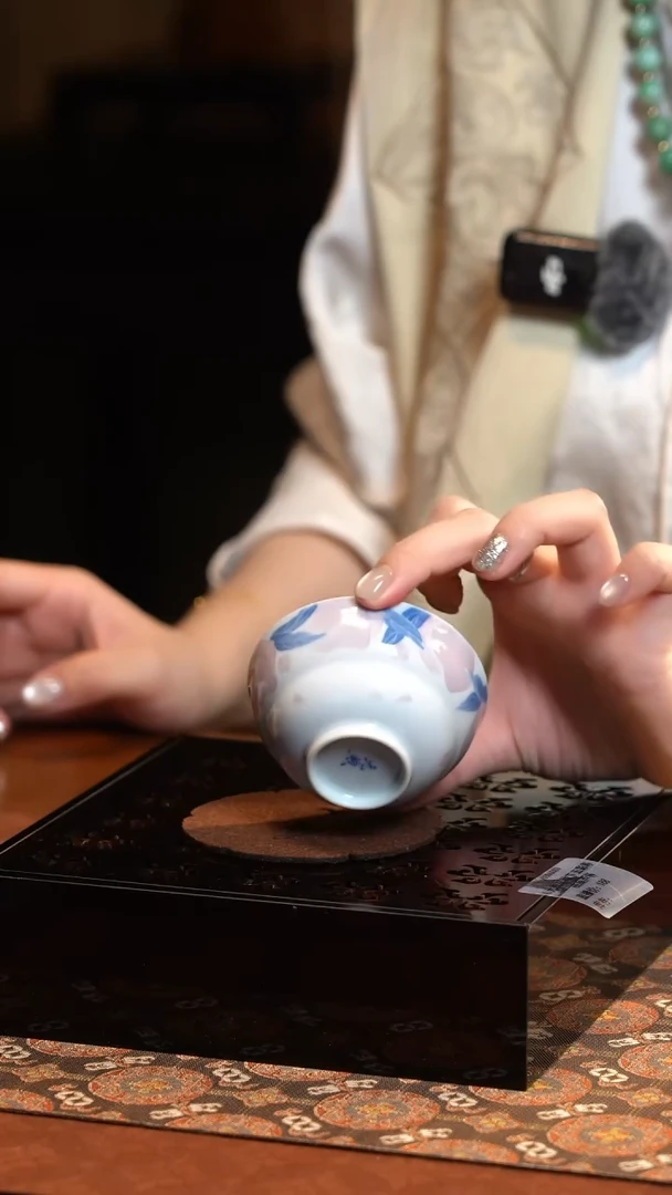 【闪购商品】L元煦窑釉下五彩寿桃葫芦杯