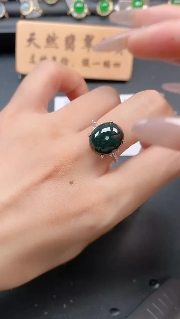 银S925镶嵌戒指翡翠111