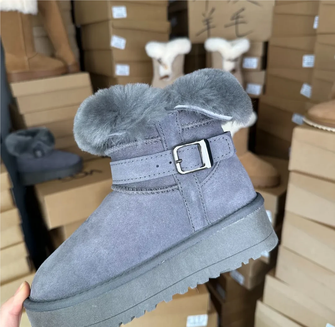 佳佳推荐 骑士靴雪地靴时尚休闲百搭加绒保暖真皮