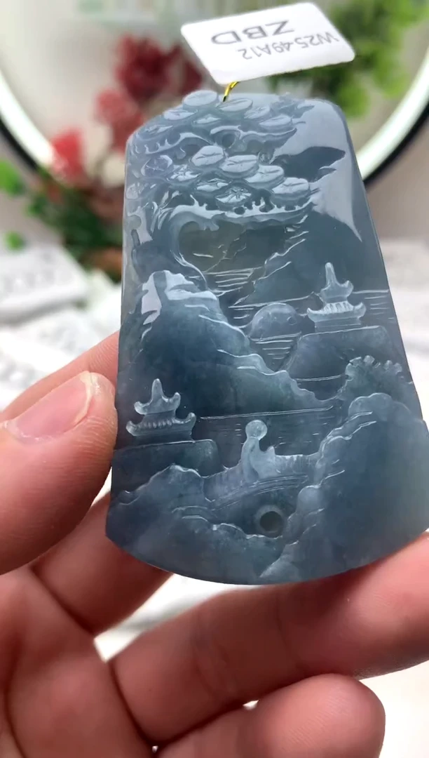 【闪购商品】翡翠颈饰未镶嵌山水大纹大裂 介意慎拍