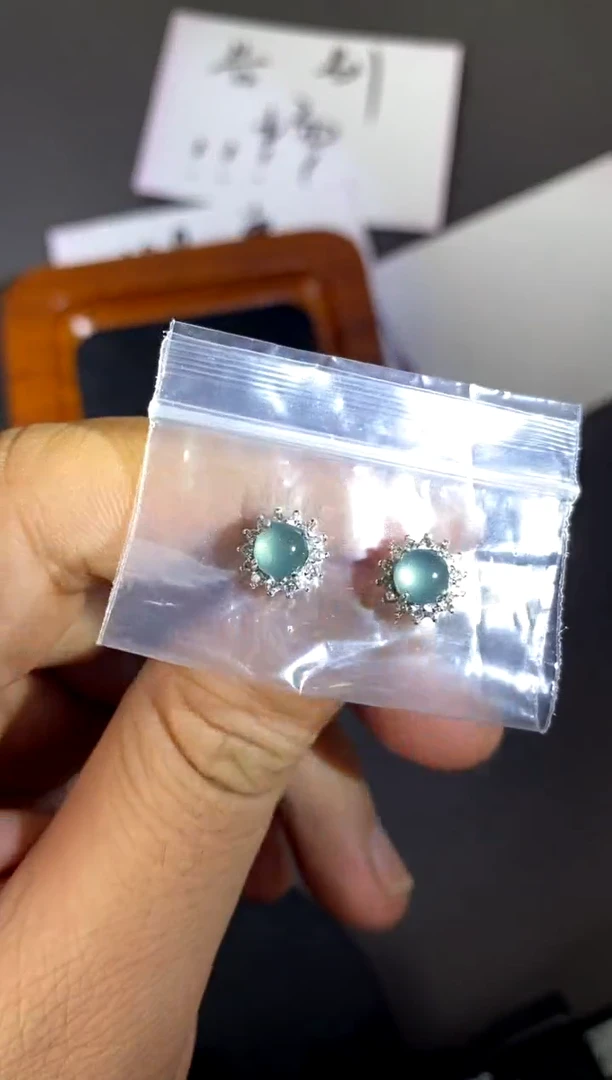 【闪购商品】翡翠耳饰银S925镶嵌买断价