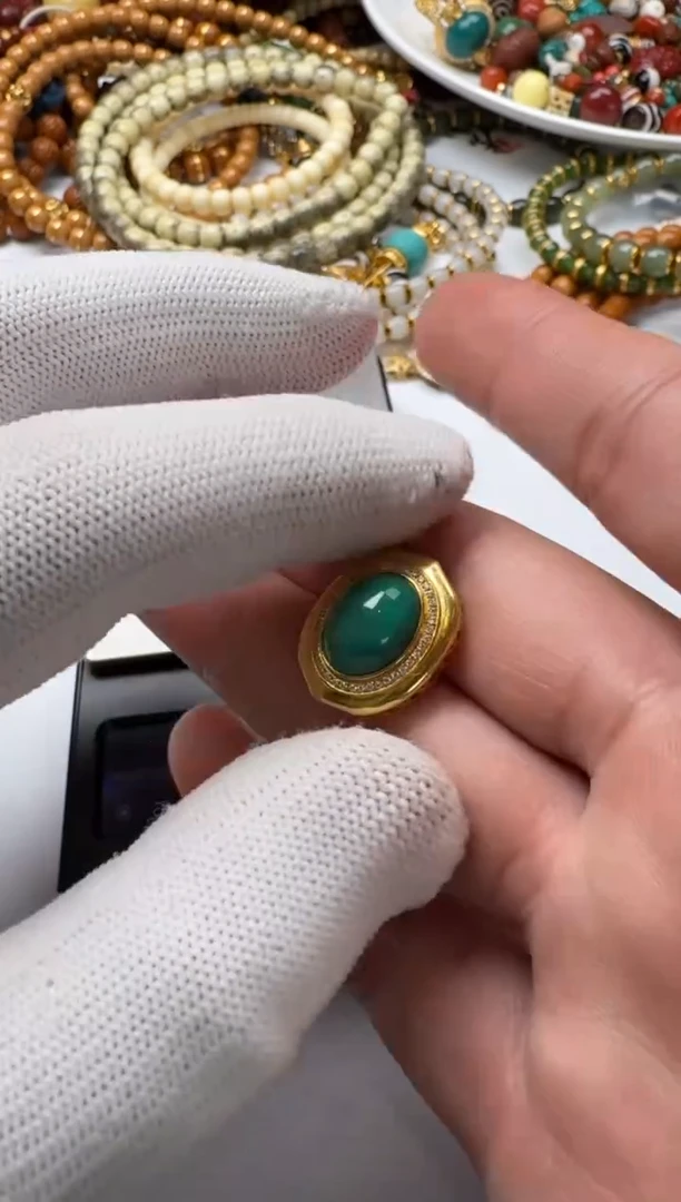 【闪购商品】绿松石背云18K金镶嵌18k绿松石背云