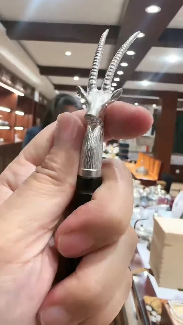 足银999精工手工鹿头壶叉茶摆件