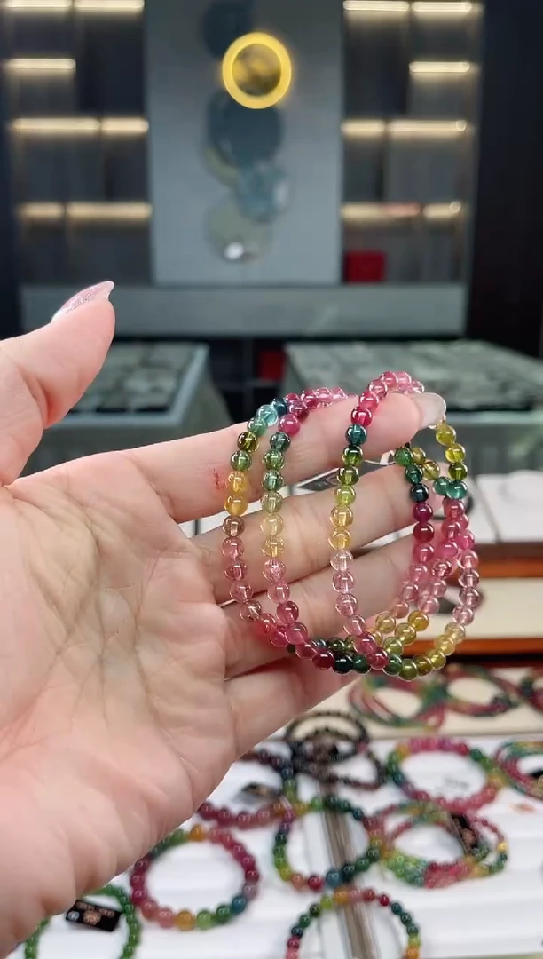 未镶嵌老矿碧玺三圈手串5mm+碧玺多样性发一条T