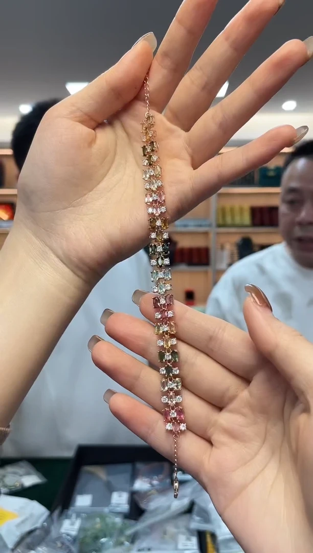 银S925镶嵌手链碧玺（多样性发一件）