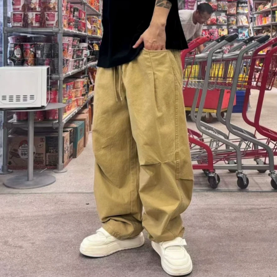 到位二狗25ss秋季新款街头时尚高街休闲百搭宽松水洗直筒休闲长裤